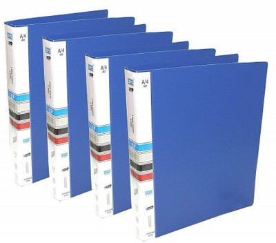KATARIA Plastic 2D Ring Binder File, A4 (Blue Ring Binder File-4Pack)(Set Of 4, Blue)