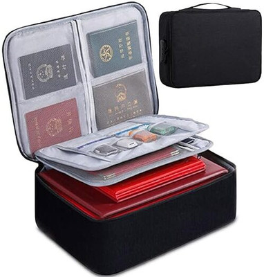 Jiyancreation Cotton Document Bag(Set Of 1, Black)
