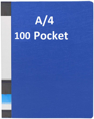 canoff Plastic 100 Pocket Display File / Leaf Fil (A4 Size, Blue)Clear Book File Display File(Set Of 1, Blue)