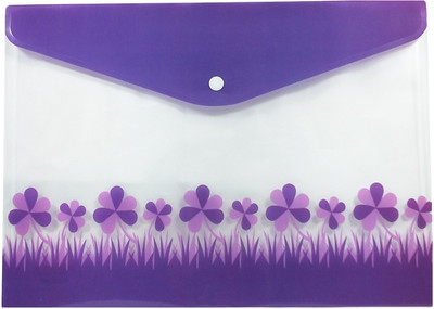 SHINING ZON PP Flower Design Button File Folder For Document Certificates(Set Of 50, Purple)