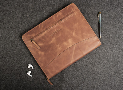 The Leather Warehouse leather folders for certificates and documents Zip Files(Set Of 1, Tan)