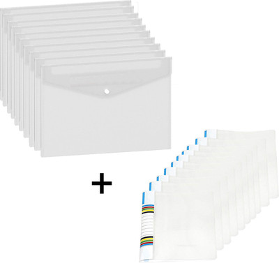 SHINING ZON Plastic Combo Pack Of 5 Report File And Pack Of 5 Button Folder(Set Of 20, Transparent)