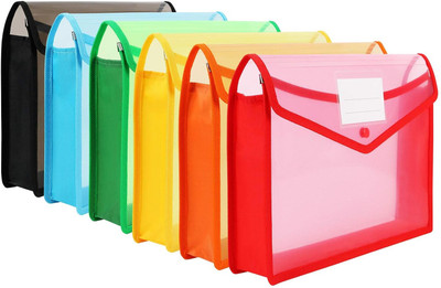 KISHANTRADE Plastic File Pocket(Set Of 6, Multicolor)