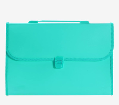 KUWAR Polypropline Expanding File Folder,13 Pockets, Durable Handle & Secure Buckle Closure(Set Of 1, Green)