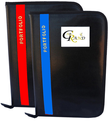 SB GRAND PU Leather Document File Folder With 20 Leaf's for Certificates and Document A4/FS Size(Set Of 2, Blue, Red)