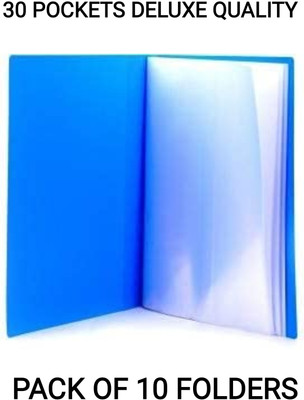 R K SALES Plastic Poly Propylene Display Pocket Files A-4 Size(Set Of 10, Blue)