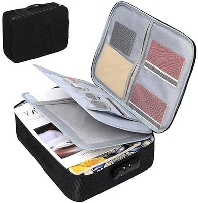 asthore enterprise Polyester File Organizer Waterproof Document Storage Bag(Set Of 1, Black)