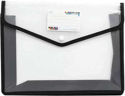 GPN PRINT Plastic A4 Plastic File Folder Poly Envelope Expanding File Wallet Document Organizer with Snap Closure & Label Pocket(Set Of 1, Transparent)