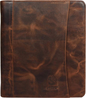 StitchandCarry Vintage Leather File Folder - Document File Organizer - Leather Portfolio Office or College Use(Set Of 1, Brown)