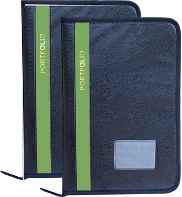 Parthav PU Leather 20 Leefs Office Document File Folder(Set Of 2, Green, Black)