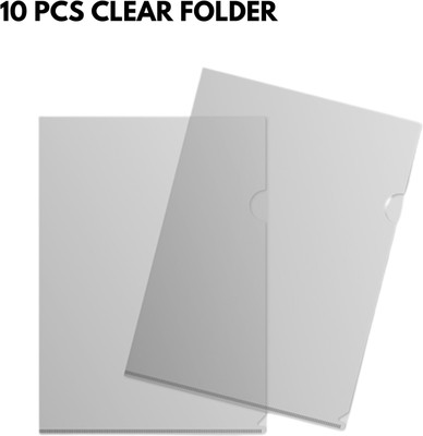 UNIXAA Plastic Clear Folder A4(Set Of 10, White)
