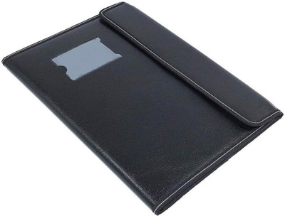 HATHIYANI Leather Document File Folder for Certificate Of A4 Size|Document Organizer Sleeve File for Office (10 Sleeves) Pack2(Set Of 1, Black)