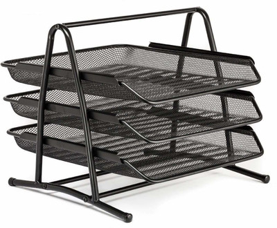DEVZA Metal 3 Tier Document Tray(Set Of 1, Black)