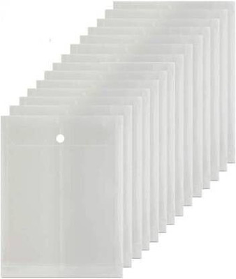 CAMPIO Plastic Top Button Report Document Files Bag(Set Of 12, Transparent)