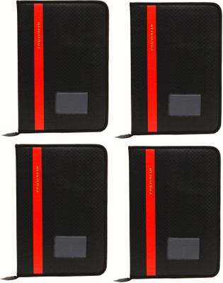ZesTale Block Textured PU Leather File Folder(Set Of 1, Black)