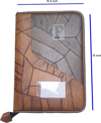 DOCU AAS PU Leather DOCUMENT FILR FOLDER ZIP FILE(Set Of 1, Brown)