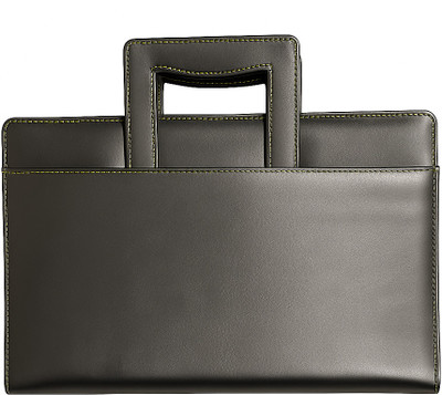 ASM Black Premium PU leatherette 4 Ring Document File Folder With Adjustable Handle(Set Of 1, Black)