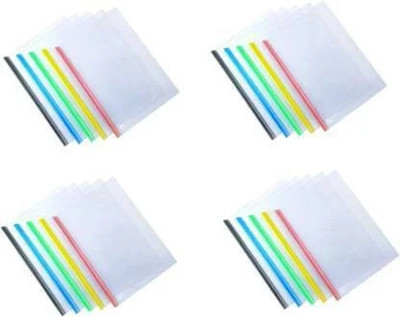 KRISHVIA PLASTIC Stick Filelastic office file Side Strip (Set Of 20, Multicolor)(Set Of 20, Clear)