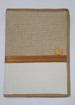 madisclub JUTE CLOTH FILE FOLDER(Set Of 1, CREAM BROWN)