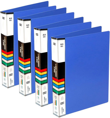 GPN PRINT Plastic Plastic File Folder 2D Ring Binder A4 Size Tough & Durable Ring Binder Box Board File(Set Of 4, Blue)