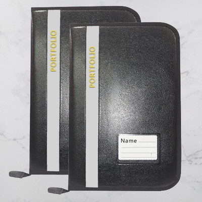 Parthav PU Leather 20 Leefs Office Document File Folder(Set Of 2, Grey)