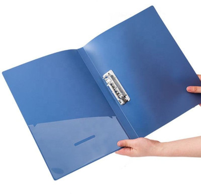 Kebica Plastic Punchless Clip File Folder With 1 Inner Pocket(Set Of 1, Grey)