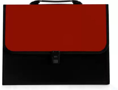 vavia Platinum Plastic Plastic File Folder with 13 Pockets, Handle, Index Tab, A4 Size(Set Of 1, Red)