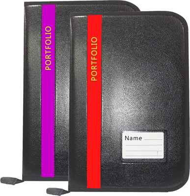 Parthav PU Leather Office Document,Certificate File Folder With 20 Leefs for A4/FS Document(Set Of 2, Purple & Red)