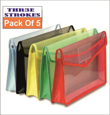 THR3E STROKES Envelope Folder,Transparent Plastic A4 Documents File Storage Bag With Snap Button Document Folder for Certificates A4 Bag for Document Plastic(Set Of 5, Multicolor) THR3E STROKES Envelope Folder,Transparent Plastic A4 Documents File Storage Bag With Snap Button Document Folder for Certificates A4 Bag for Document Plastic(Set Of 5, Multicolor)