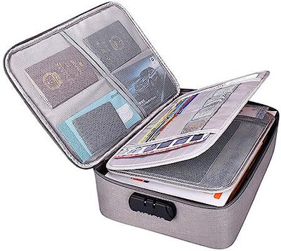 Shreeshann Zipper Travel Document File Organizer Multiple Folder Bag with Safety Code Lock document bag(Set Of 1, Multicolor)