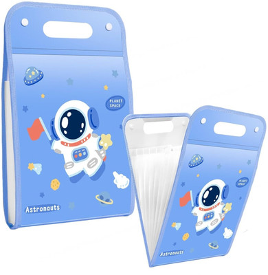 radhey preet Plastic & Polyester Hanging & Portable A4 Size Vertical File Folder in Astronaut Planet Space Print With 12 Pockets, RP1411(Set Of 1, Light Blue)