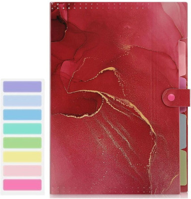 Wynhard 5 Pockets File Folder for Documents Certificate File A4 Paper File Folder Files Expanding File Folder(Set Of 1, Red)