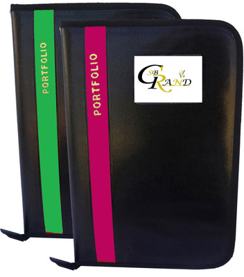 SB GRAND PU Leather Document File Folder With 20 Leaf's for Certificates and Document A4/FS Size(Set Of 2, Green, D Pink)