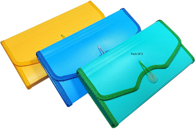SHINING ZON Plastic 13 Pocket Expanding File Folder A6 Cheque Size(Set Of 3, Multicolor)