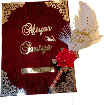 Raj Gifts Velvet Red Nikah Nama(Set Of 2, Red)