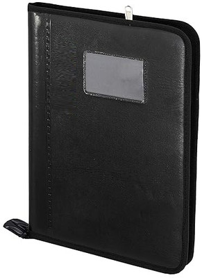 Ang PU Leather Multipurpose Professional File Folders , Executive File Legal Size Documents Holder with 20 Leafs (Black)(Set Of 1, Black)