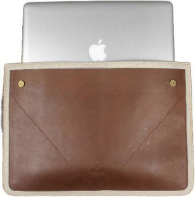 The Leather Warehouse Leather & Felt Sleeve/Slip Case(Set Of 1, Beige and Brown)