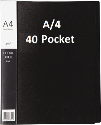 vavia Plastic 40 Pocket Display File /Leaf Fil (A4, BLACK)Clear Book Display File(Set Of 1, Black)