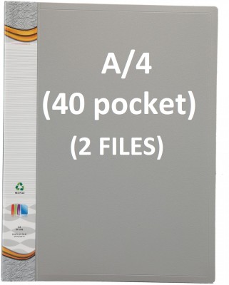 canoff A4 size Clear Book File(40 pockets) Clear Book File (transparent inner pockets) (Size:12.25X9.25 inch)/ Display File(Set Of 2, Grey)