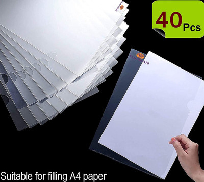 TULMAN L Folder File | A4 Size Durable Clear Transparent Plastic File Folders Paper Holders Organizer Document Sleeves for Protection(Set Of 40, Transparent)