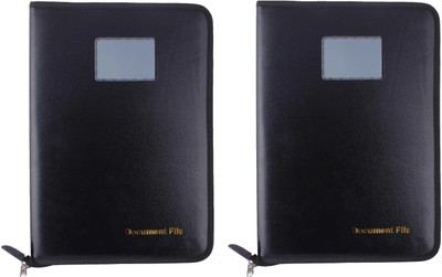 ZesTale Faux Leather File Folder(Set Of 2, Black)