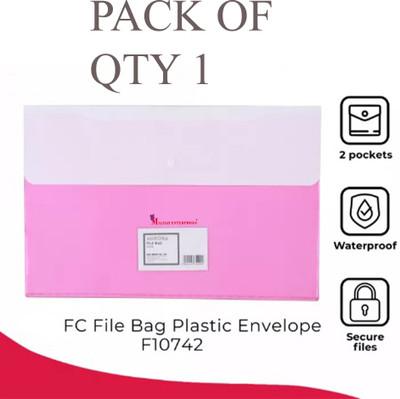 MALFAH ENTERPRISES Document File Bag Envelope Holder F10742 A4 (1) plastic Envelope Holder(Set Of 1, Pink)