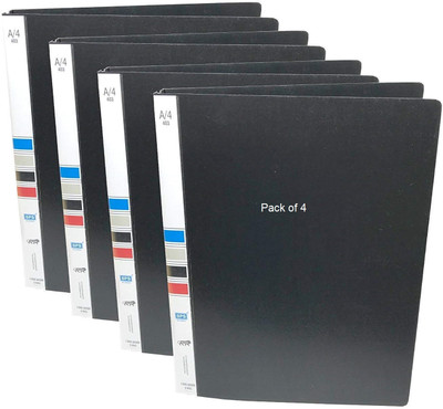SHINING ZON PLASTIC PolyPropylene Ring Binders(Set Of 4, Black)