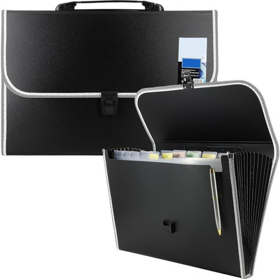 MILLENSIUM plastic Plastic 13 Pockets Expanding File Folder for Documents, A4 Size Organizer - F01(Set Of 1, Black)