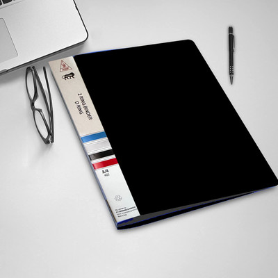 JSMSH Plastic Ring Binder File for Documents(Set Of 4, Black)