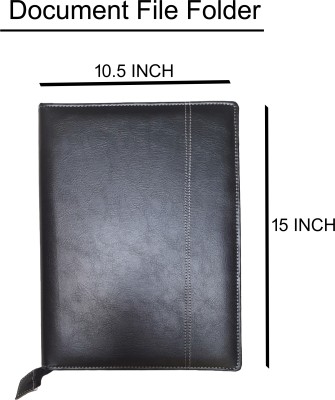 DOCU AAS PU Leather DOCUMENT FILR FOLDER ZIP FILE(Set Of 1, Black)