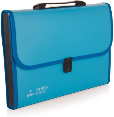polen Polypropylene Premium Expanding File Folder with 13 Pockets, Handle, and Buckle Closure, for A4 Size Documents (Blue)(Set Of 1, Blue)