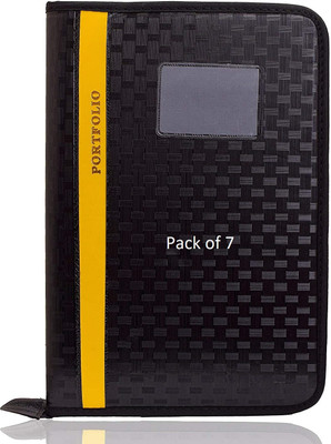 SHINING ZON Lather Portfolio File Folder PortFolio File(Set Of 7, Black)