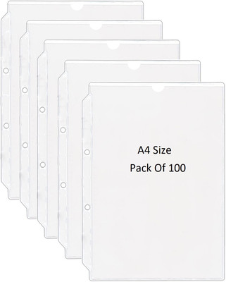 SHINING ZON PVC Punch Folder File PVC Punch Folder File(Set Of 100, Transparent)