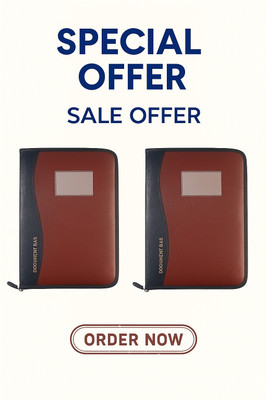 bright choice Pu leather Document bag(Set Of 2, Brown)
